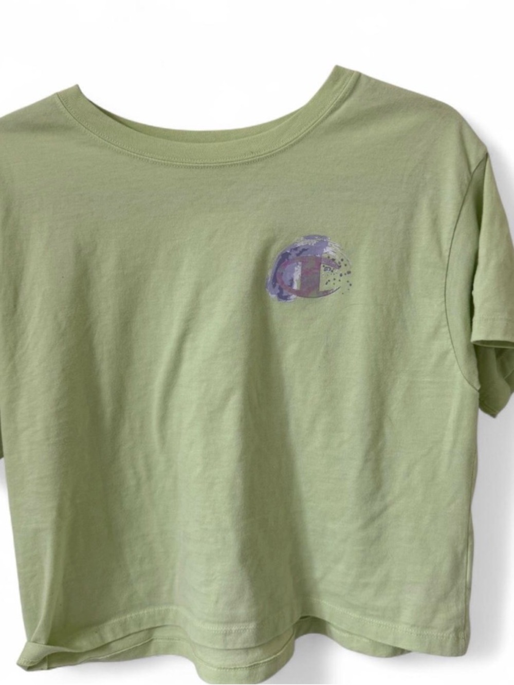 Champion Light Green Short Sleeve Tee with Purple Accent